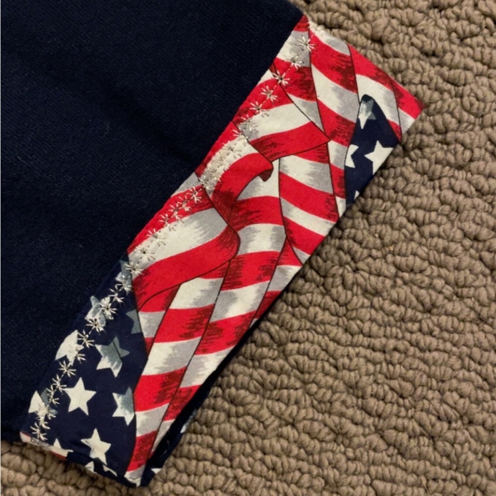 alaska american flag embroidered double collared oversized crewneck sweatshirt - Picture 5 of 6